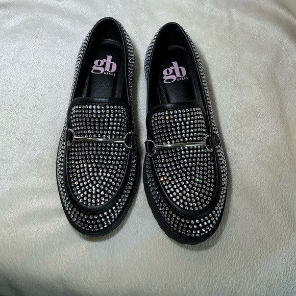 NEW GB Girls “Teigan-Girl” Rhinestone Embellished Lug Sole Loafers NWT - Picture 4 of 10